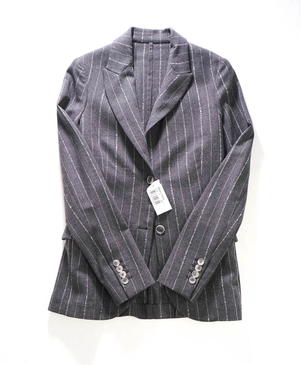 $1,895 ELEVENTY - Gray Stripe Flannel Wool Suit - 2 US